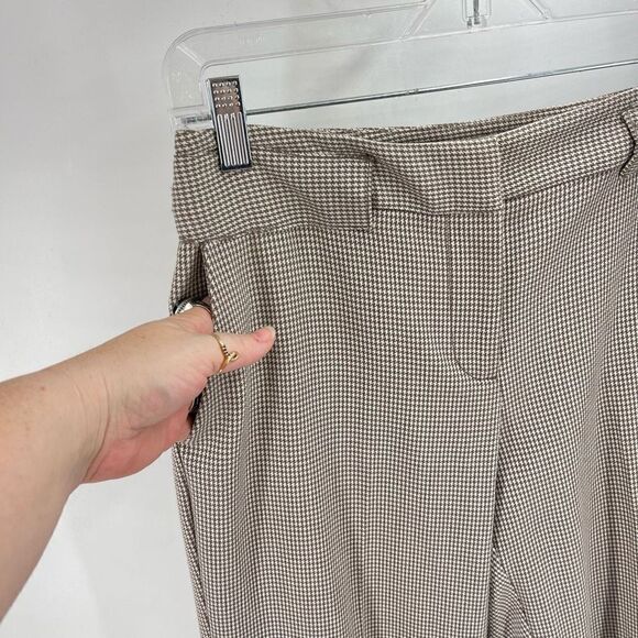 JH Collections Karyn Womens Dress Pants Houndstooth Flat Front Stretch Tan 6 - Picture 7 of 13